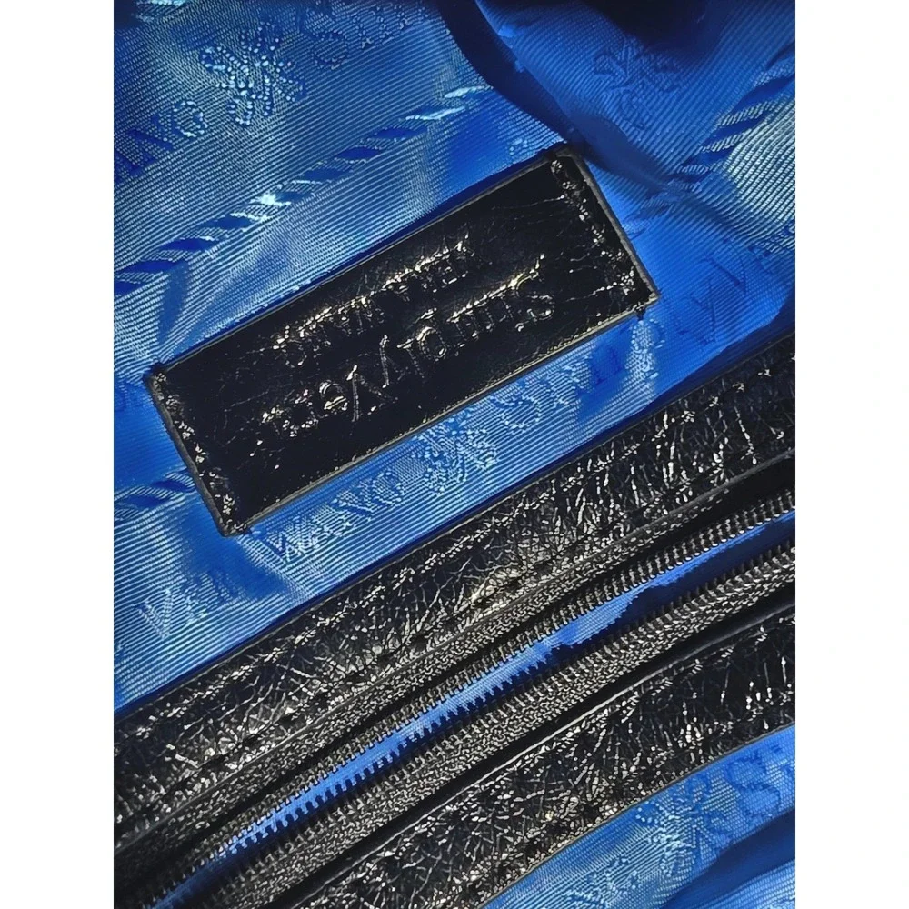Simply Vera Vera Wang Black Pleated Zipper Crossbody Shoulder‎ Bag